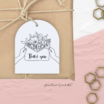 Personalised Floral Arch Thank You Tag | Wedding Favour Label - Swallow Wind Art