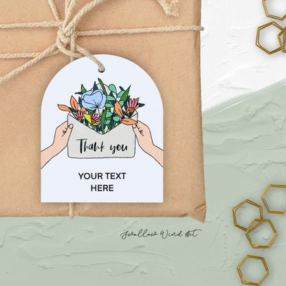 Personalised Floral Arch Thank You Tag | Wedding Favour Label - Swallow Wind Art
