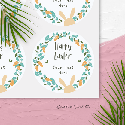 Personalised Easter Gift Stickers - Easter Bunny Wreath Gift Stickers