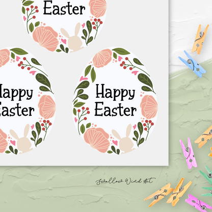 Personalised Gift Stickers - Cute Floral Easter Egg Gift Stickers - Swallow Wind Art