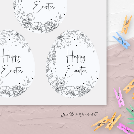 Personalised Gift Stickers - Floral Easter Egg Gift Sticker