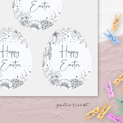 Personalised Gift Stickers - Floral Easter Egg Gift Sticker - Swallow Wind Art