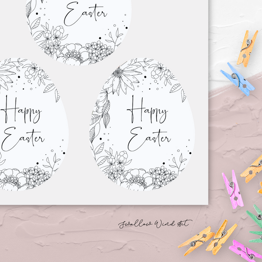 Personalised Gift Stickers - Floral Easter Egg Gift Sticker - Swallow Wind Art