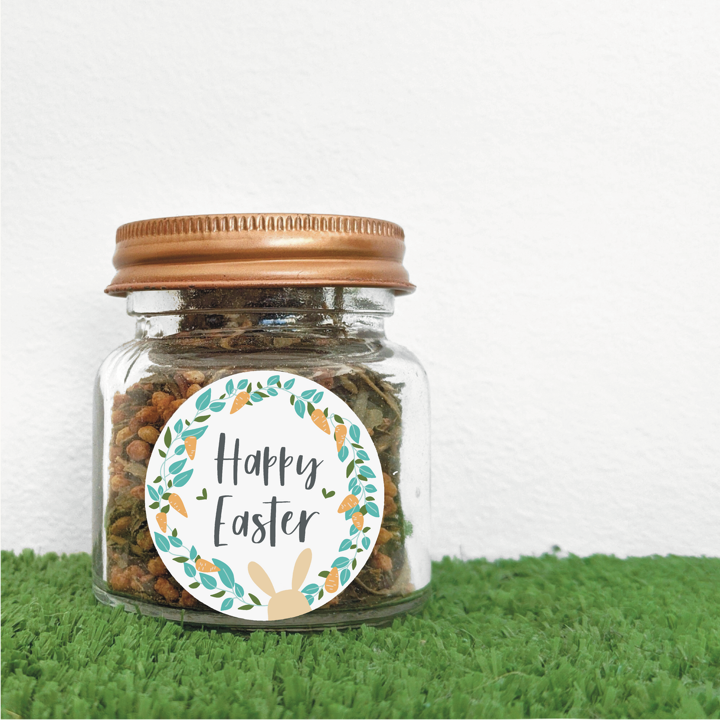 Personalised Easter Gift Stickers - Easter Bunny Wreath Gift Stickers
