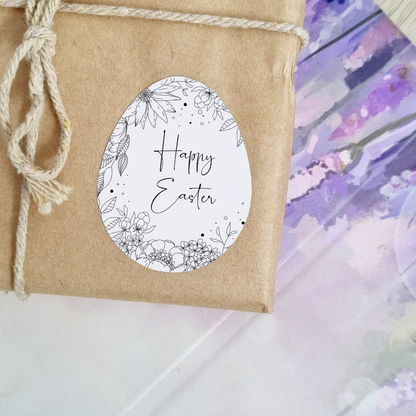Personalised Gift Stickers - Floral Easter Egg Gift Sticker