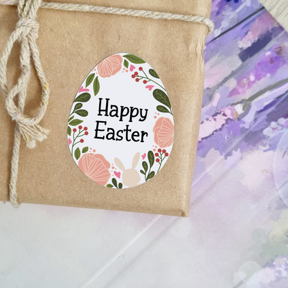 Personalised Gift Stickers - Cute Floral Easter Egg Gift Stickers - Swallow Wind Art