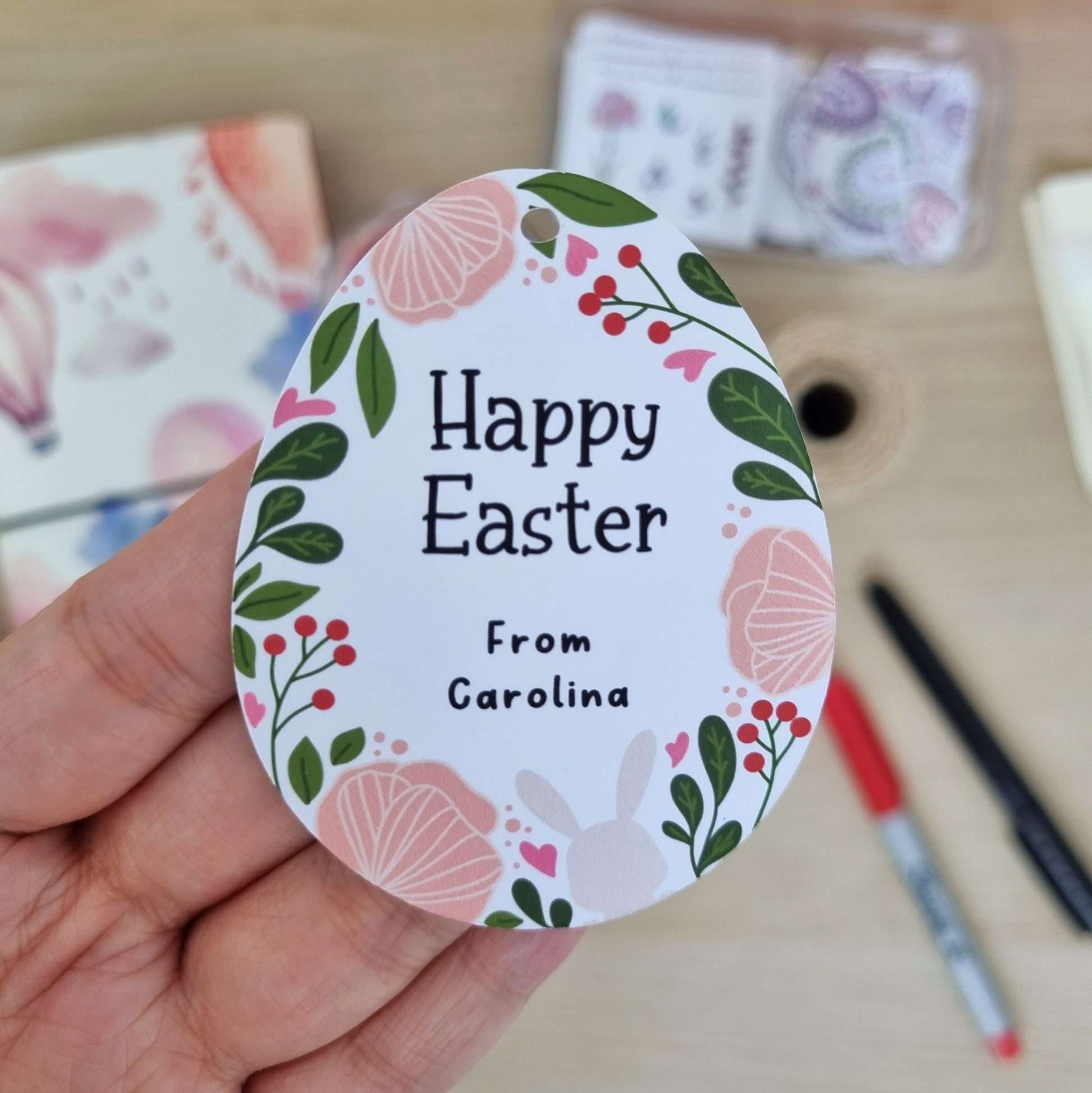 Personalised Easter Egg Gift Tags - Cute Floral Easter Gift Tag - Swallow Wind Art