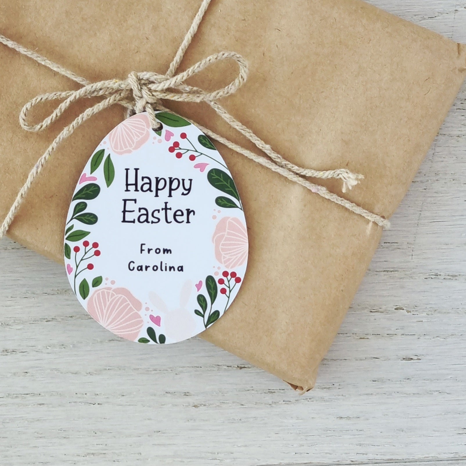 Personalised Easter Egg Gift Tags - Cute Floral Easter Gift Tag - Swallow Wind Art