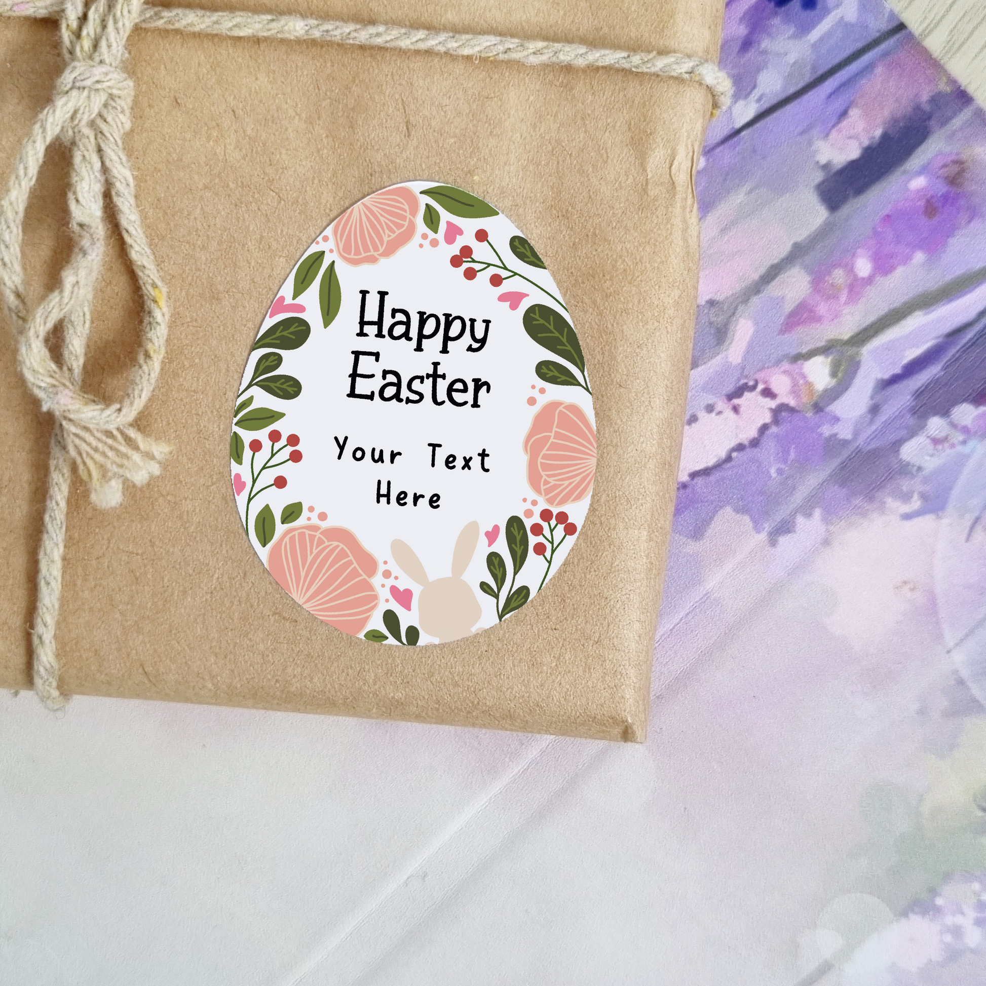 Personalised Gift Stickers - Cute Floral Easter Egg Gift Stickers - Swallow Wind Art