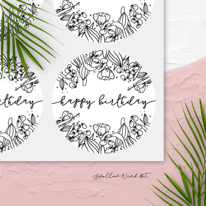 Personalised Happy Birthday Floral Gift Stickers