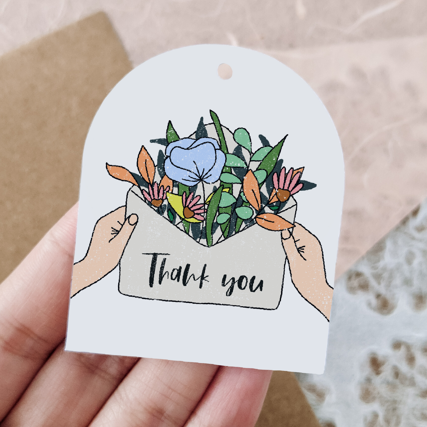 Personalised Floral Arch Thank You Tag | Wedding Favour Label - Swallow Wind Art