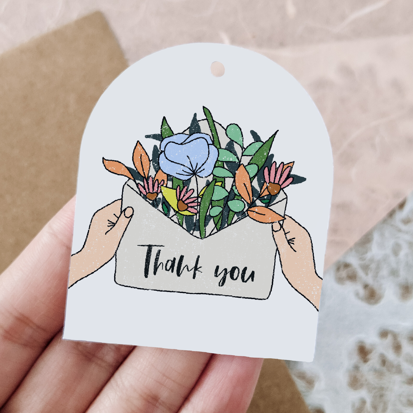 Personalised Floral Arch Thank You Tag | Wedding Favour Label - Swallow Wind Art