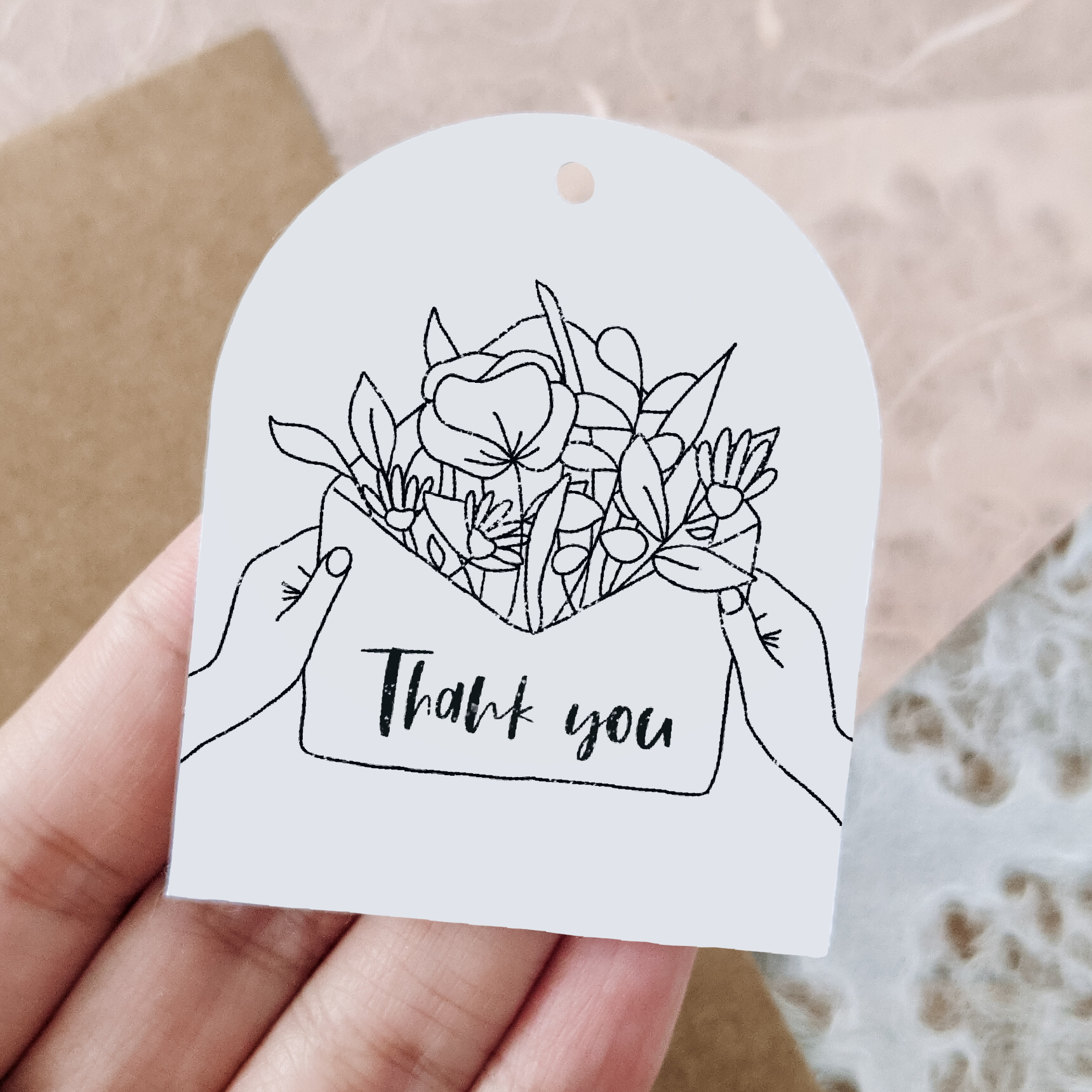 Personalised Floral Arch Thank You Tag | Wedding Favour Label - Swallow Wind Art