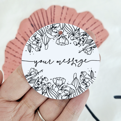 Fully Customised Floral Gift Tag | Personalised Round Product Tag