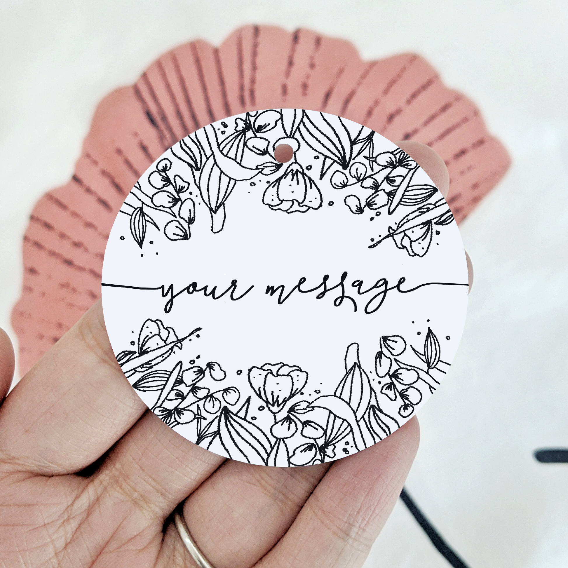Fully Customised Floral Gift Tag | Personalised Round Product Tag - Swallow Wind Art