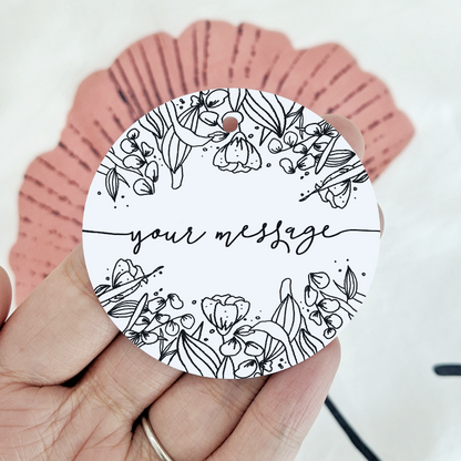Fully Customised Floral Gift Tag | Personalised Round Product Tag - Swallow Wind Art