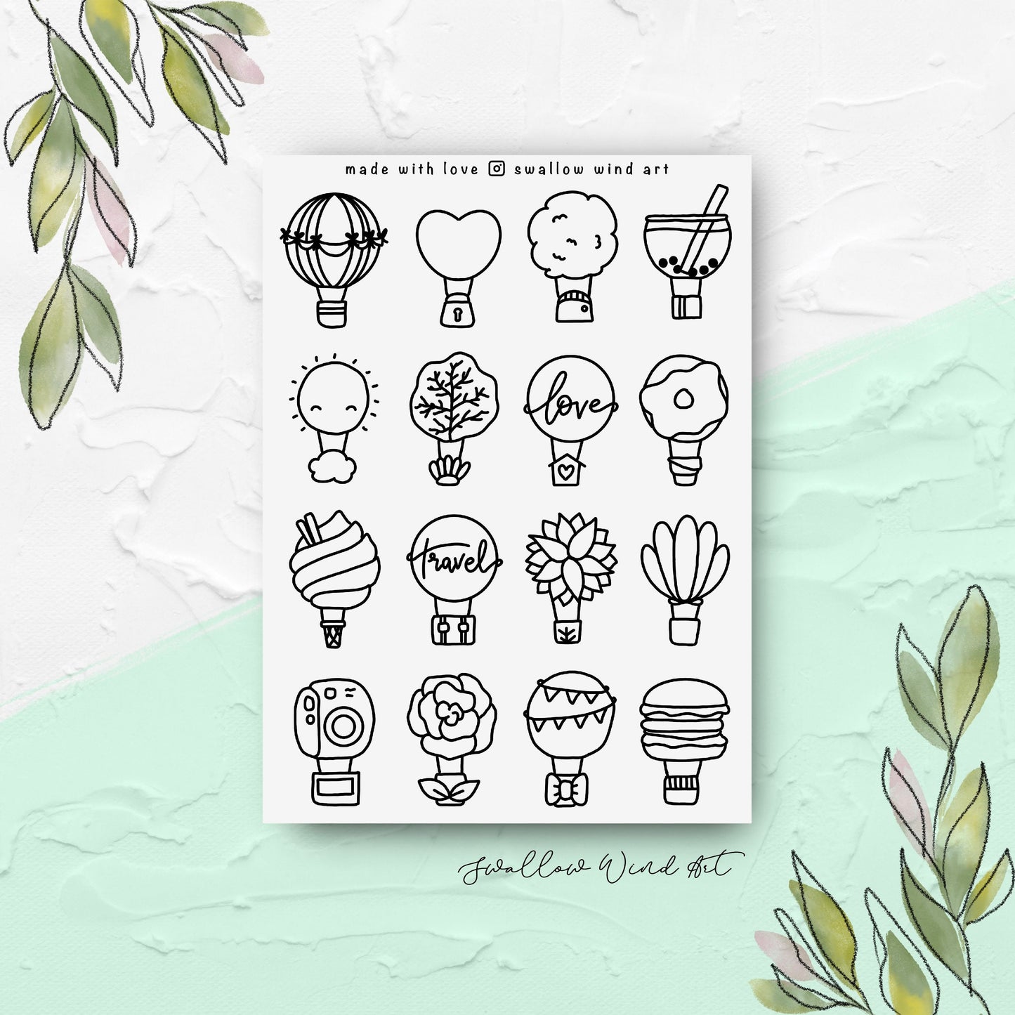 Hot Air Balloons Travelers Notebook Stickers