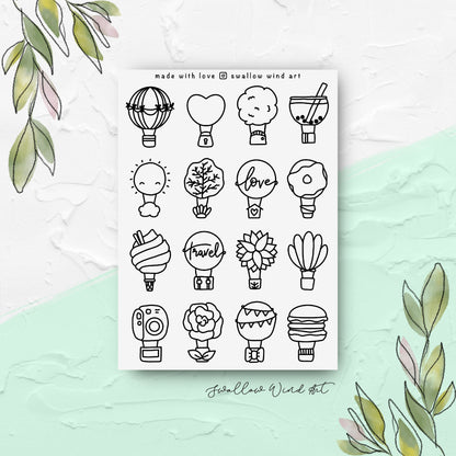 Hot Air Balloons Travelers Notebook Stickers