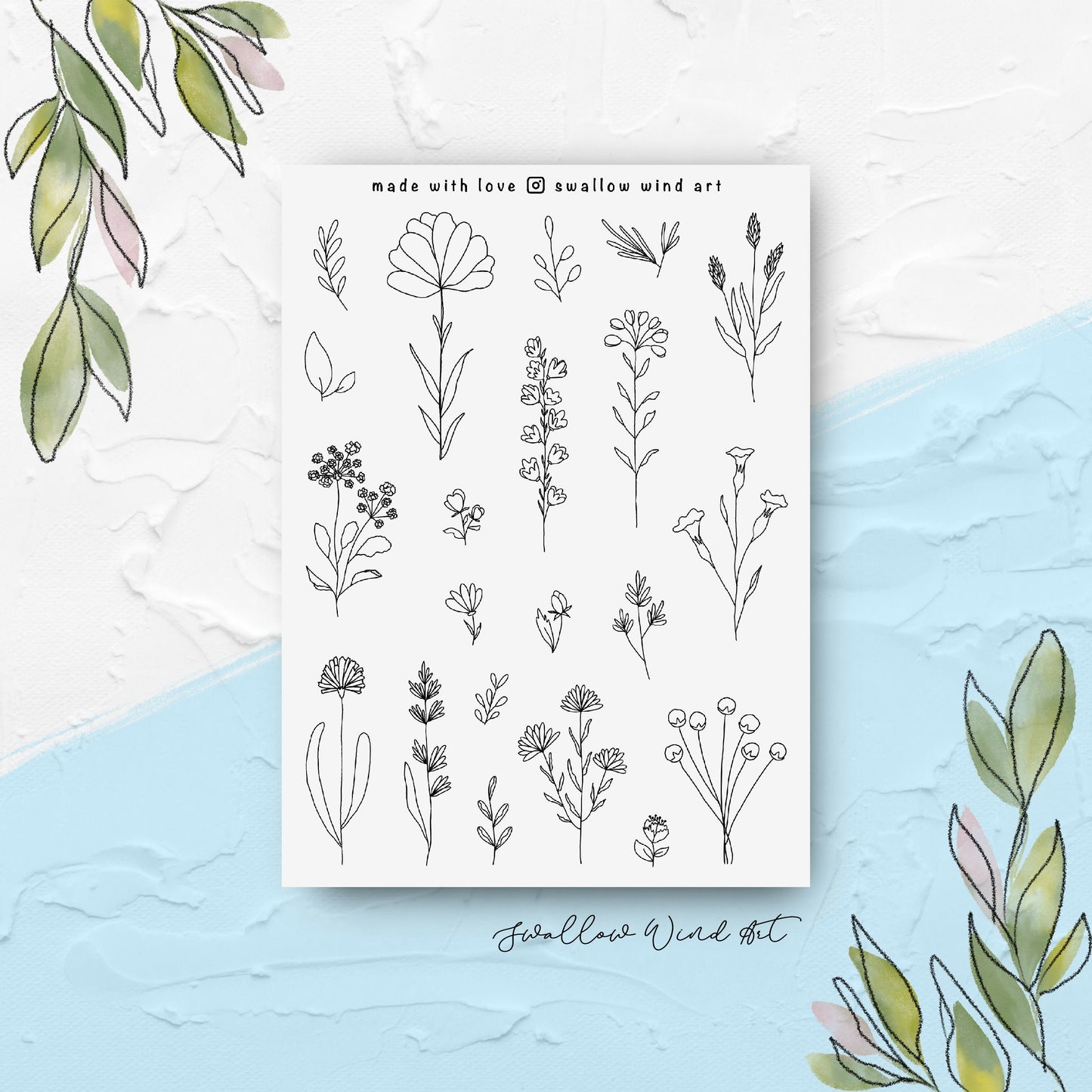 Wildflowers & Leaves Floral Planner Sticker Sheets