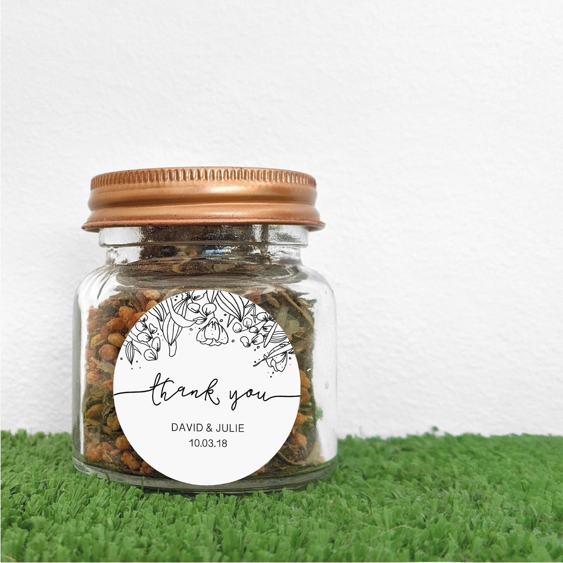 Floral Round Thank You Favour Labels - Personalised Gift Stickers - Swallow Wind Art