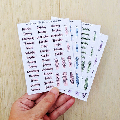Day of the Week Stickers - Weekly Planner Stickers Sheets