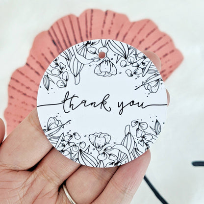 Personalised Round Floral Thank You Tag | Wedding Favour Tags