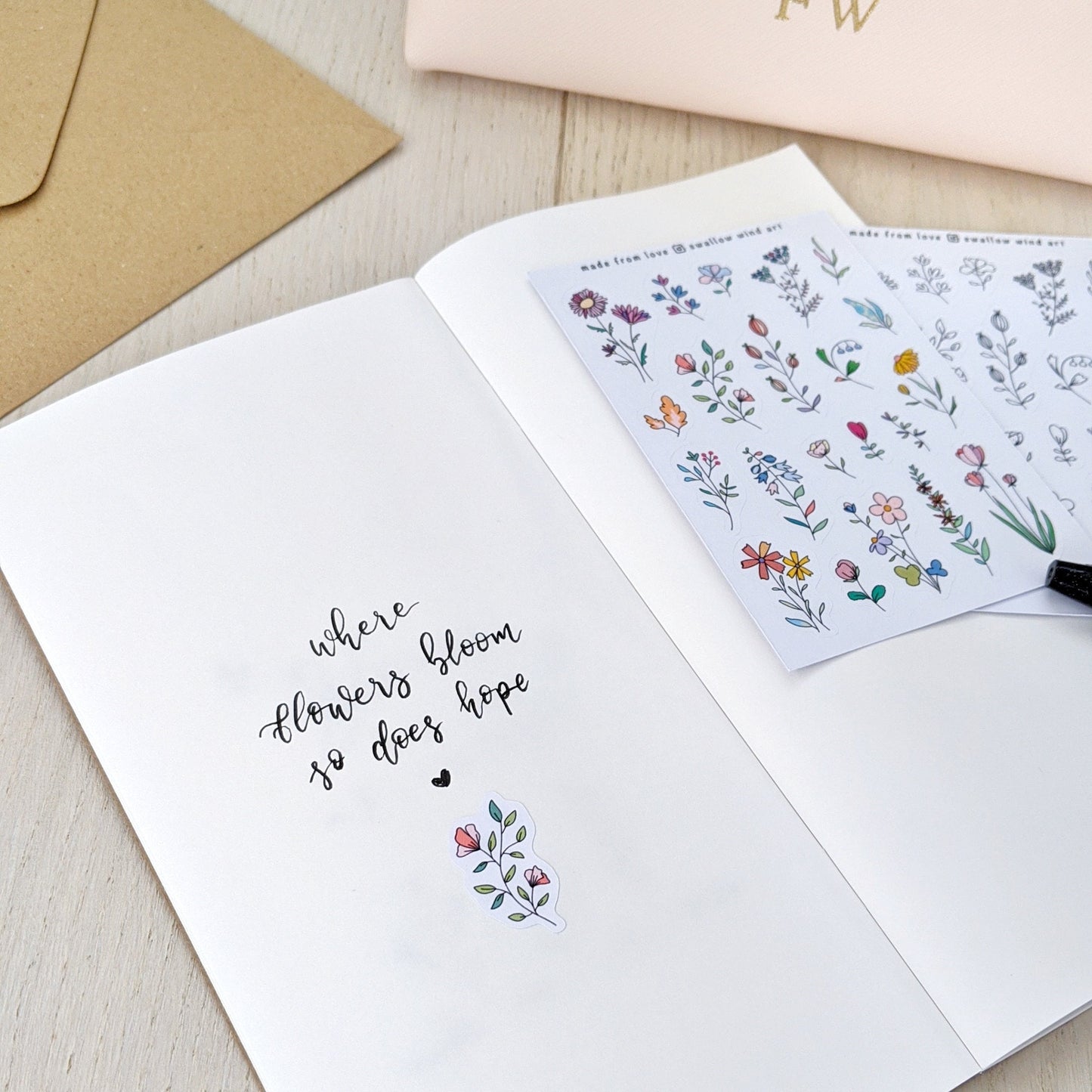 Floral Journal Stickers - Wildflowers & Leaves Sticker Sheets