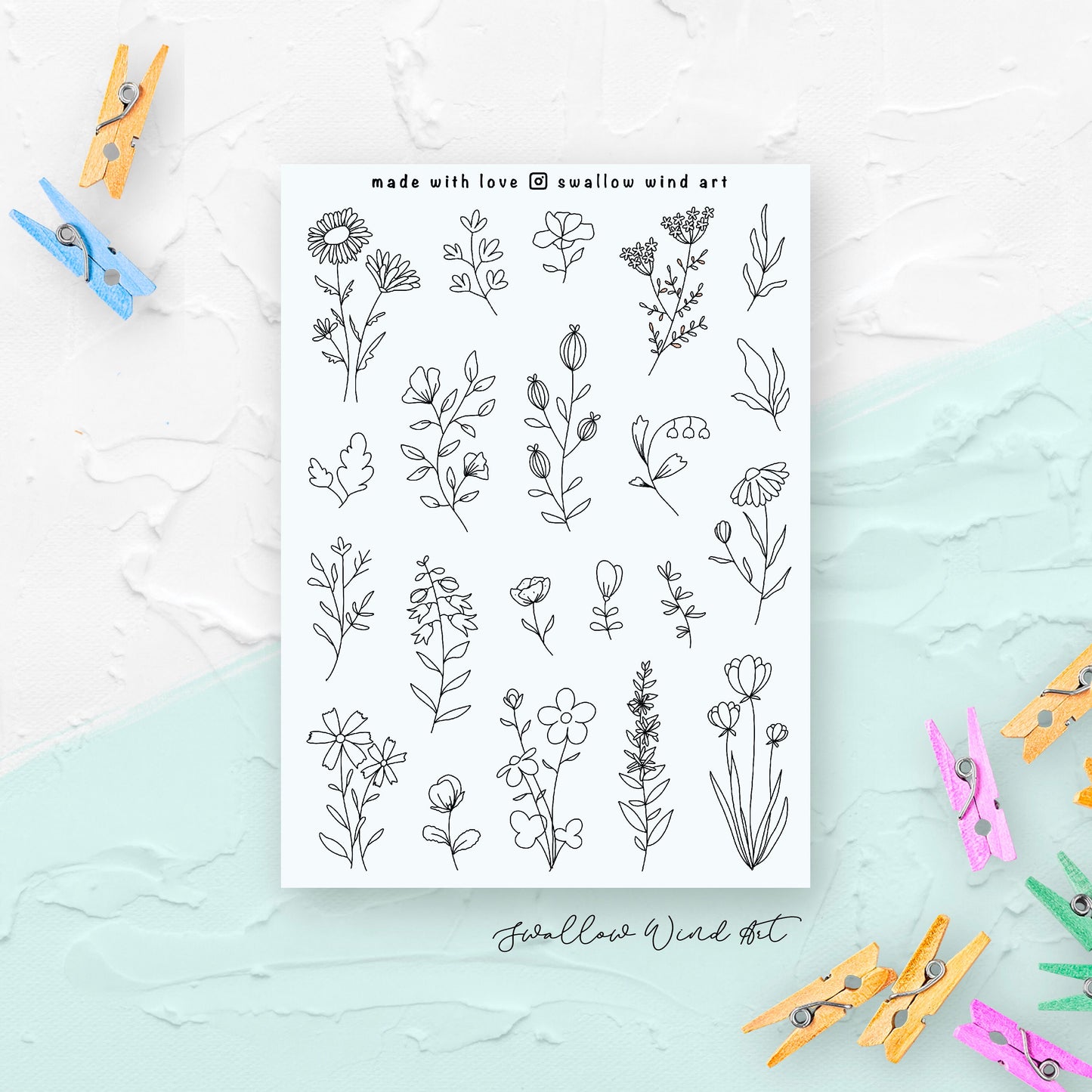 Buy Stickers black Foliage Bullet Journal, Planner Sticker Sheet