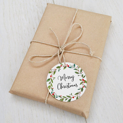 Personalised Christmas Gift Tag | Merry Christmas Wreath Gift Tag