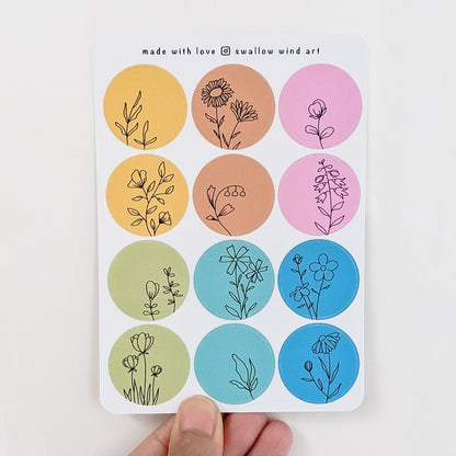 Watercolour & 4 Season Floral Floral Notebook Stickers Sheets