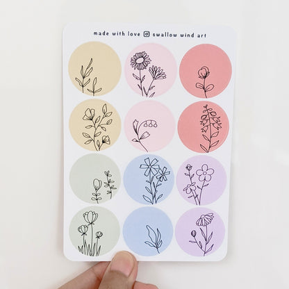 Mini Round Dot Bullet Journal Stickers, Floral Planner Stickers – Swallow  Wind Art
