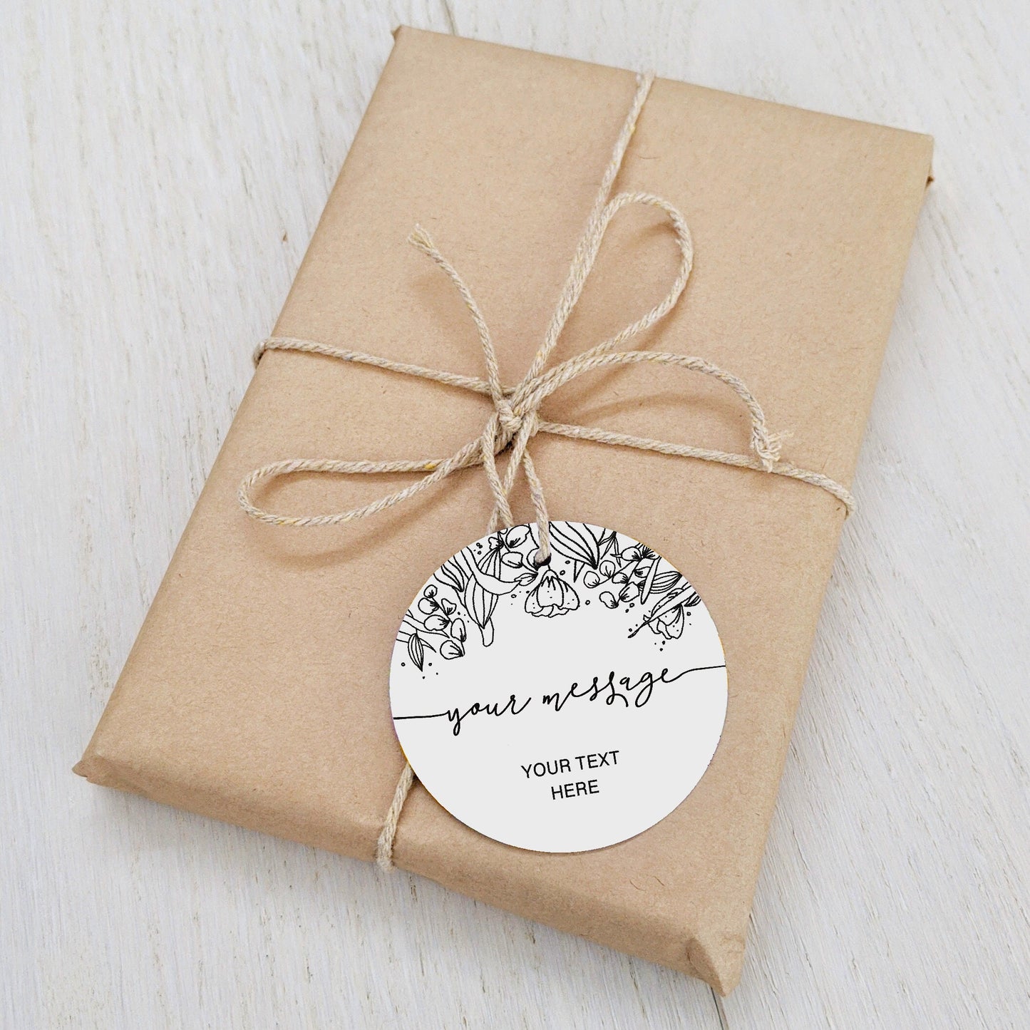 Fully Customised Floral Gift Tag | Personalised Round Product Tag