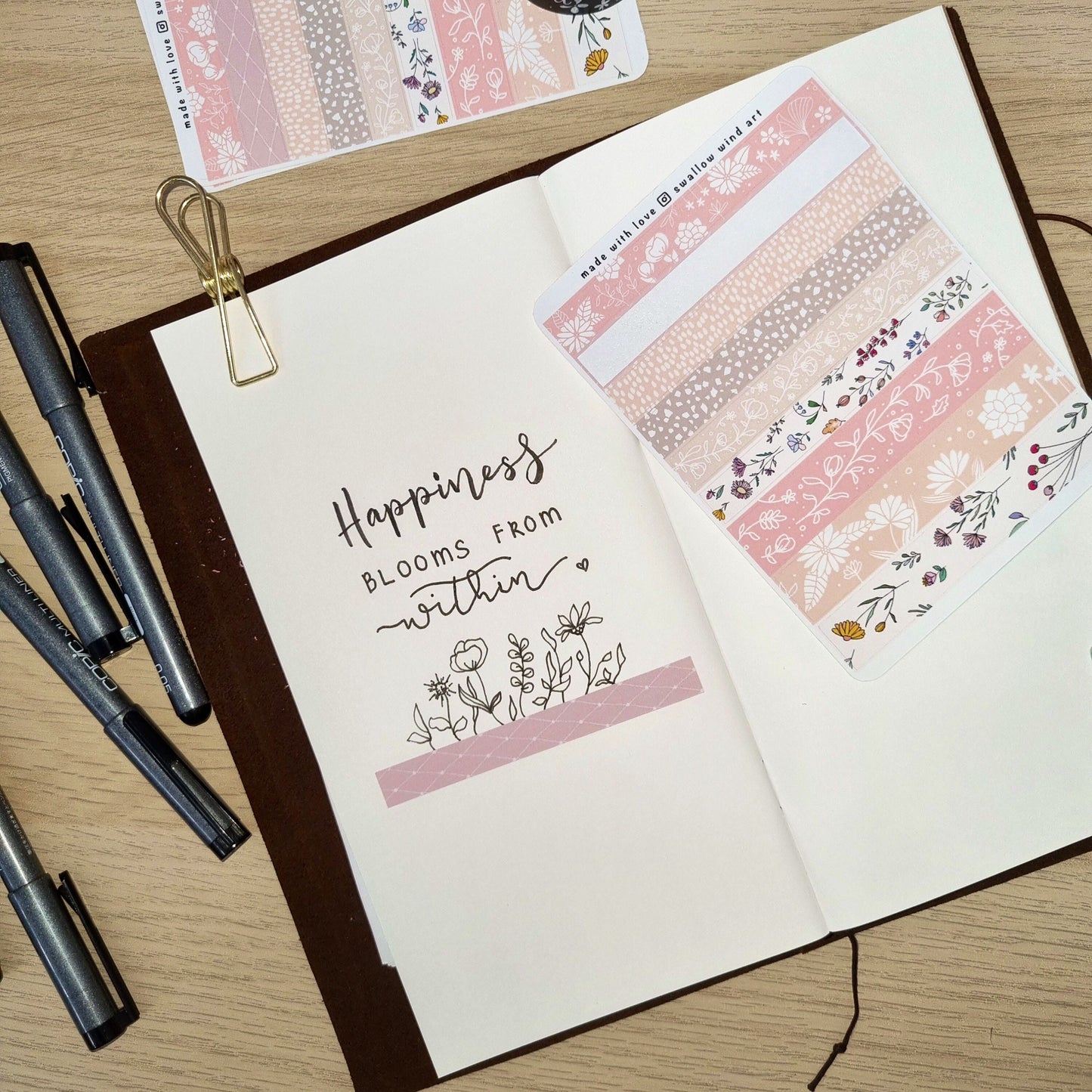 Floral Washi Strip Sticker Sheet